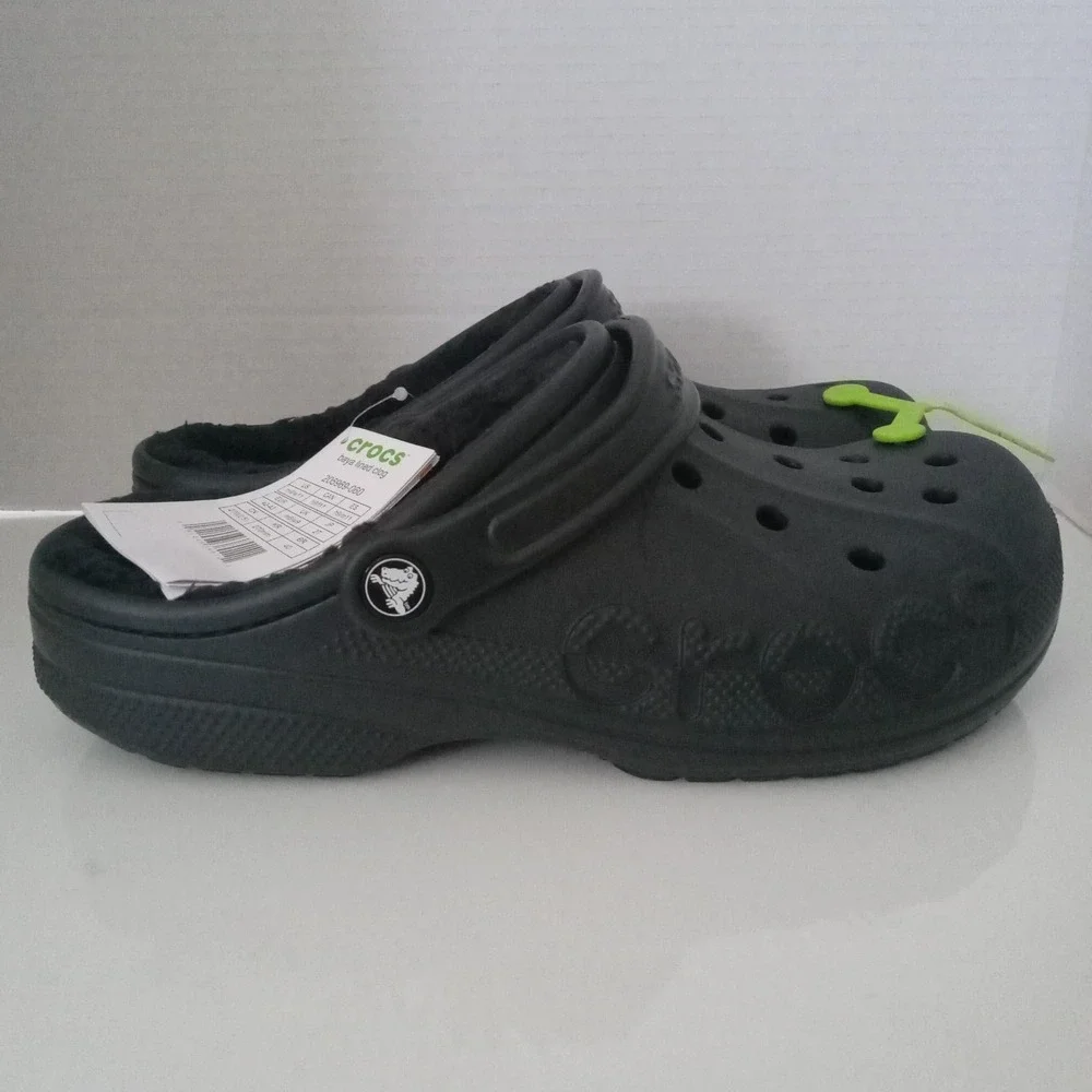 Crocs Baya Lined Clogs Adult‎ BLACK Men's Size 9 Women's Size 11 Comfort NEW